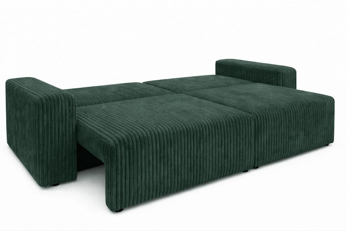 SOFA Mit Schlaffunktion Und Bettkasten, Cordstoff Tilia, Grün, BEST SCORNER - Grün, Holz (245/83/90cm) - Kaiser Möbel