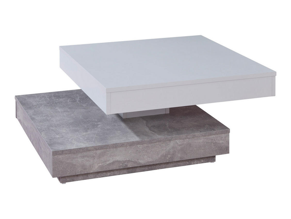 COUCHTISCH 1 Ablage Beton Dekor, weiss - Grau, Holzwerkstoff (70/70/35cm) - ebuy24