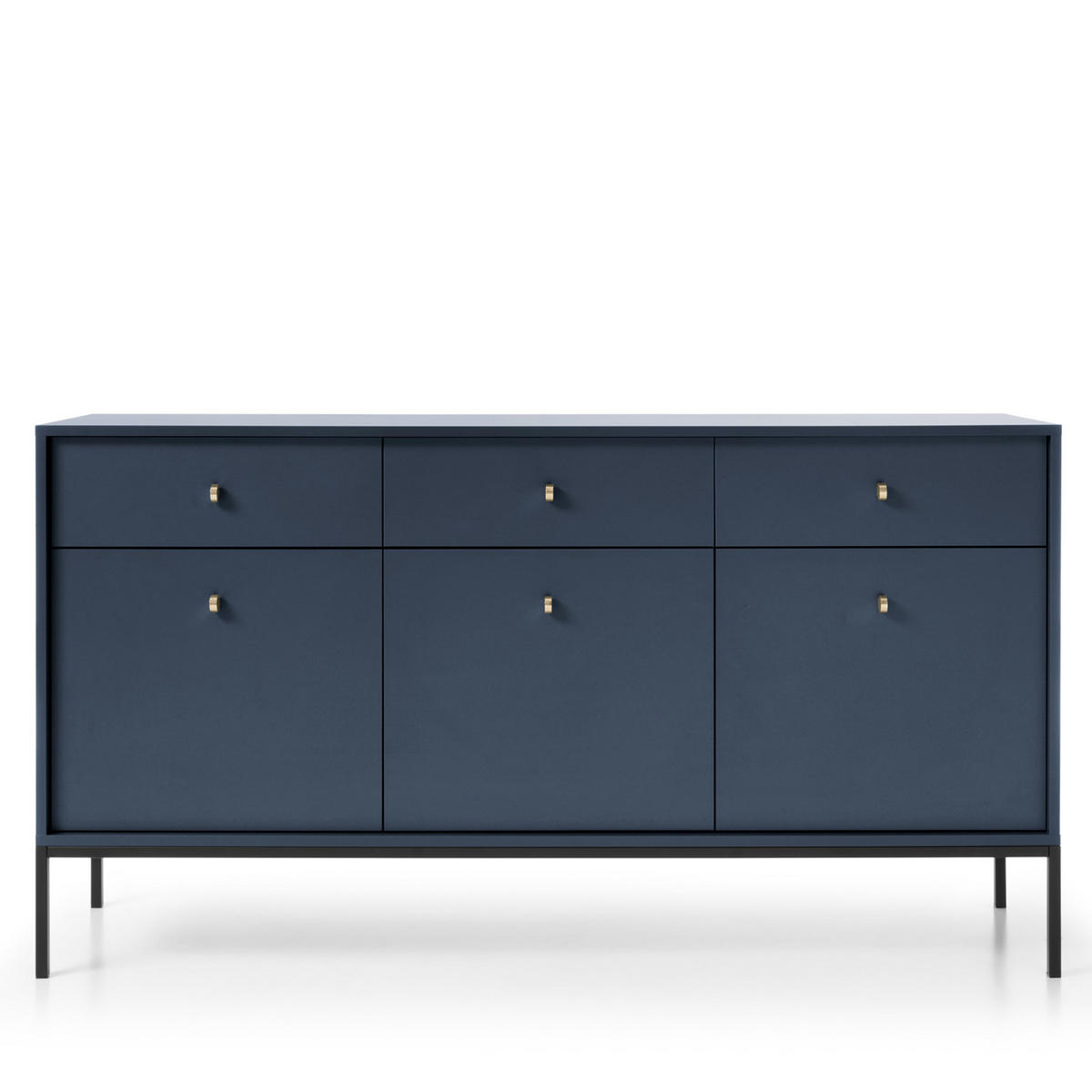 SIDEBOARD MONCTON KOM3-3D3S Metalgriffe, Dunkelblau - Dunkelblau, Holzwerkstoff/Kunststoff (154/83/39cm) - Komodee