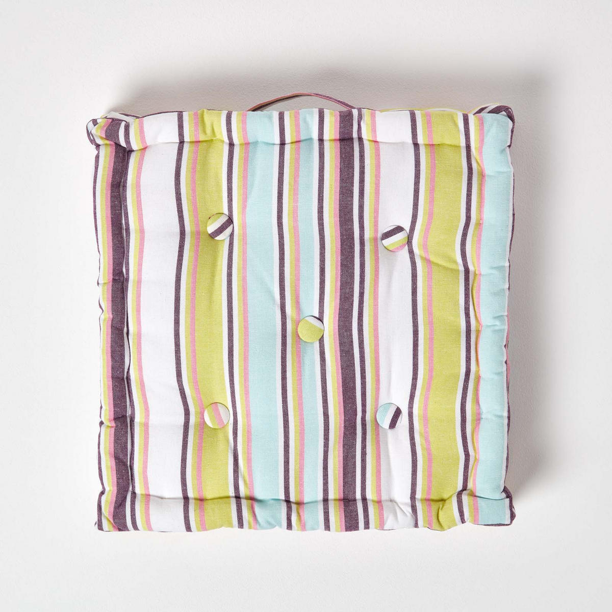 SITZKISSEN Osaka bunt gestreift 40/40/8 cm - Grün, Textil (40/40/8cm) - Homescapes