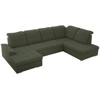 WOHNLANDSCHAFT MADRITO U - Grün Boucle - Rechts - Silberfarben/Grün, Textil/Metall (323/89/204cm) - MKS