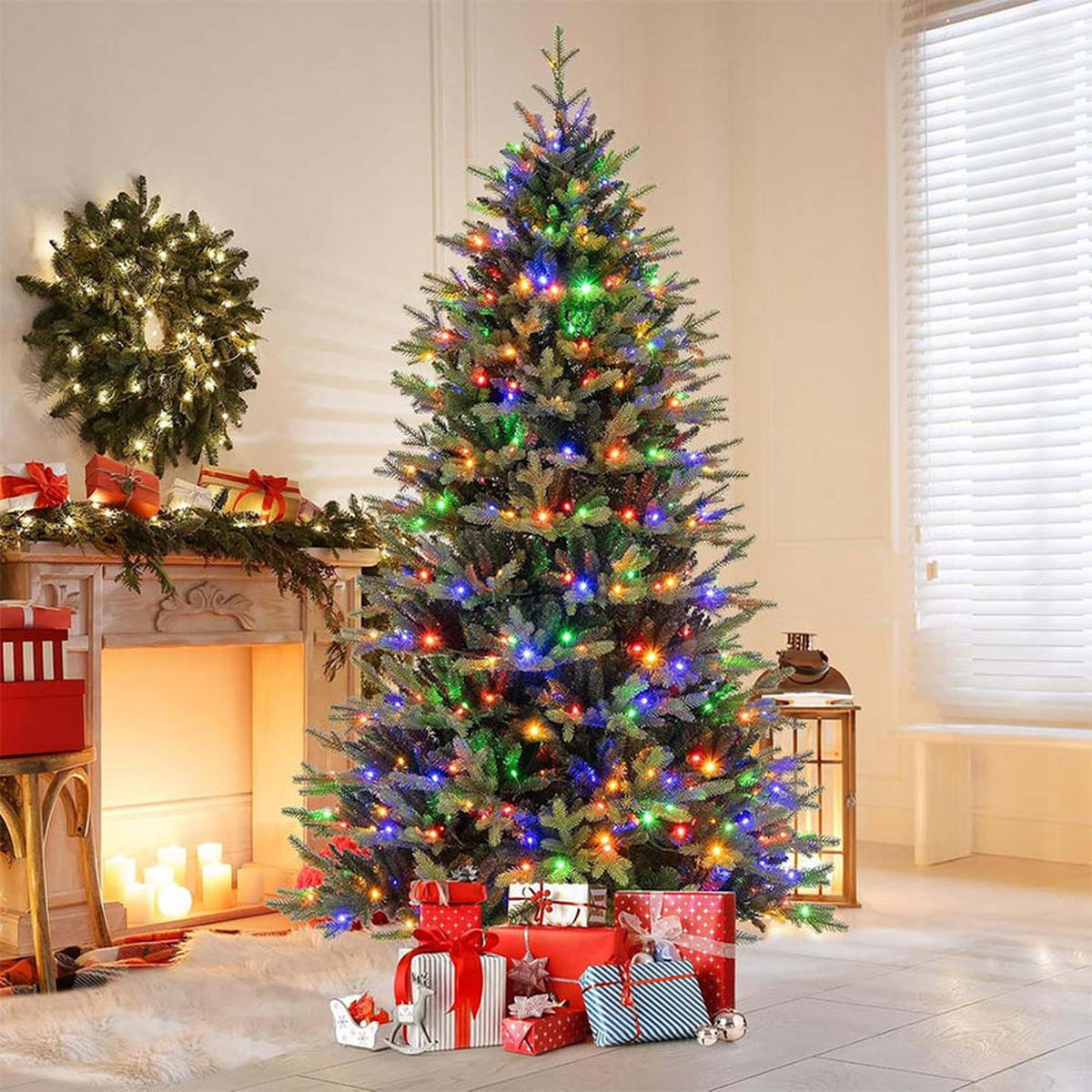 WEIHNACHTSBAUM mit 11 Lichtmodi 210cm Grün - Grün, Metall (210cm) - COSTWAY