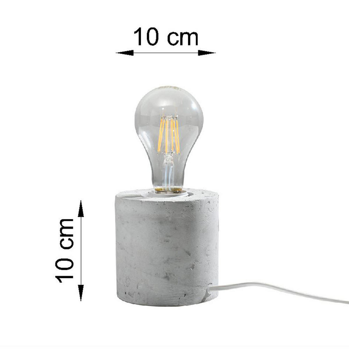 TISCHLEUCHTE SALGADO Beton Grau - Grau, Stein (10/10/10cm)