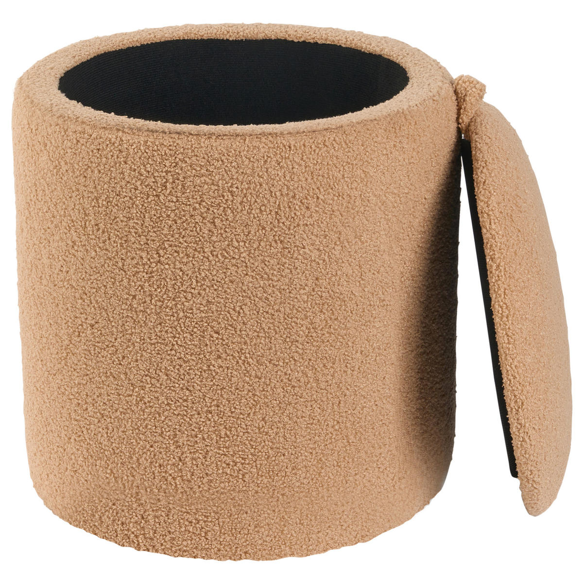 PUFF set om 2 bouclé ljusbrun - Ljusbrun, Textil (30/37/30cm) - Beliani