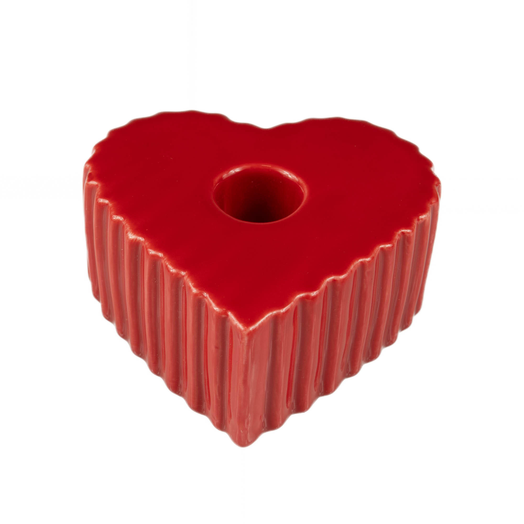 KERZENHALTER Anima Herzform 4/9 cm - Rot, Keramik (8/4/9cm) - Boltze Home