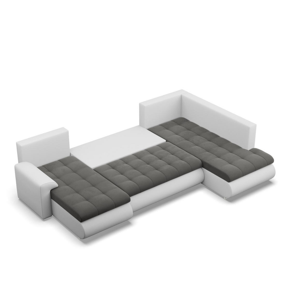U-SOFA MIT SCHLAFFUNKTION FORESTA, Dunkelgrau + Grau - Dunkelgrau/Hellgrau, Textil (300/89/200cm)