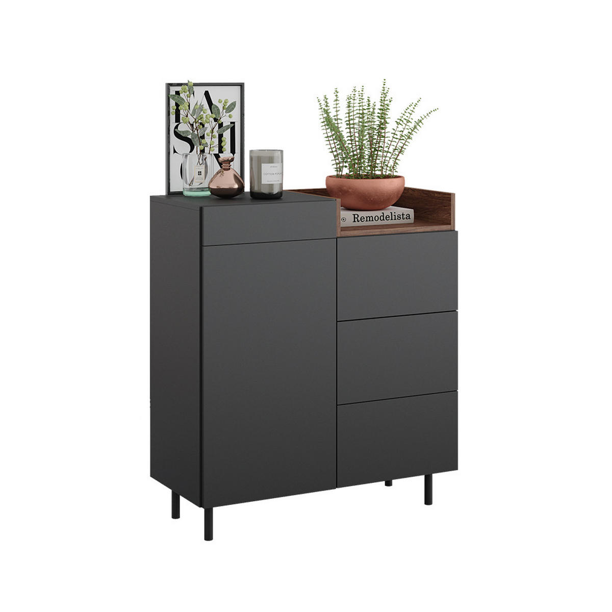 KOMMODE Anika Anthrazit 89 x 100 cm - Anthrazit, Holzwerkstoff (40/100/89cm) - Vicco