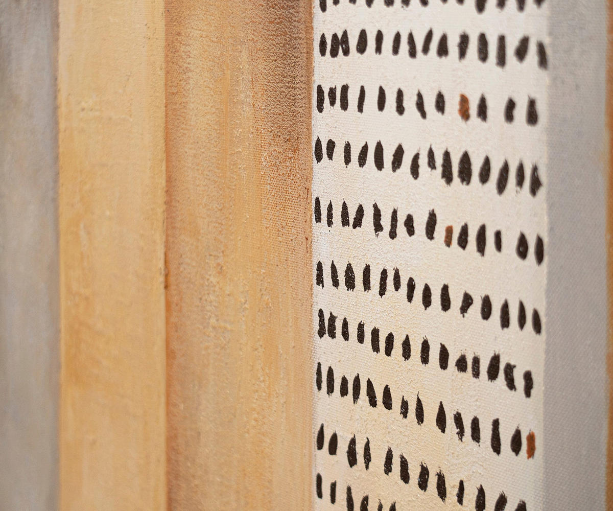 GEMÄLDE Stadt der Figuren Schattenfugenrahmen Eichefarben 120x80 cm - Eichefarben, Holz (120/80cm) - YS-art gallery