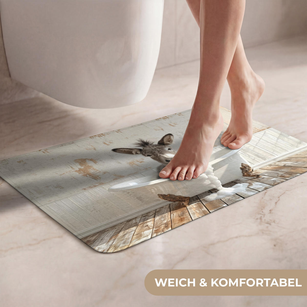 WC PŘEDLOŽKA Osel - Zvířata - Vana - Pěna 60x40 cm - krémová, textil/plast (60/1cm) - OnlyWow