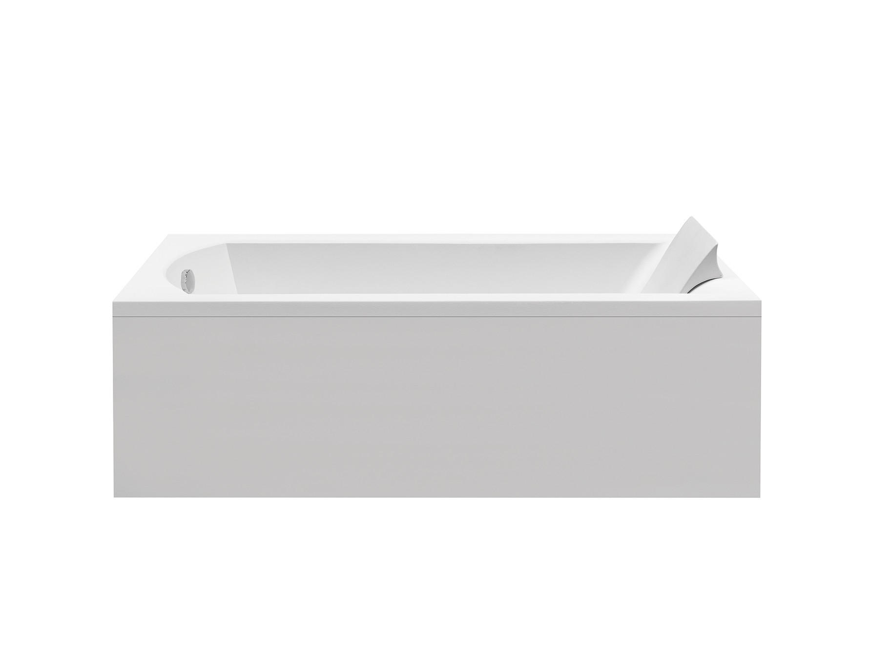 BADEWANNE Rechteck SHEA 140/70 + Schürze + Ablage + Kopfstütze Ablauf Füße - Weiß, Kunststoff (70/53.5/140cm) - bad land