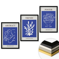 WANDBILDER 3er-Set - 40x60 cm Schwarzer Rahmen - Stilvolle blaue Poster - Schwarz, Kunststoff (40/60cm) - ArtPrintCave