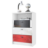 KOMMODE Pino Fronten Rot, Schwarz & Rot - Weiß, Holzwerkstoff (56/86/36cm) - Vladon