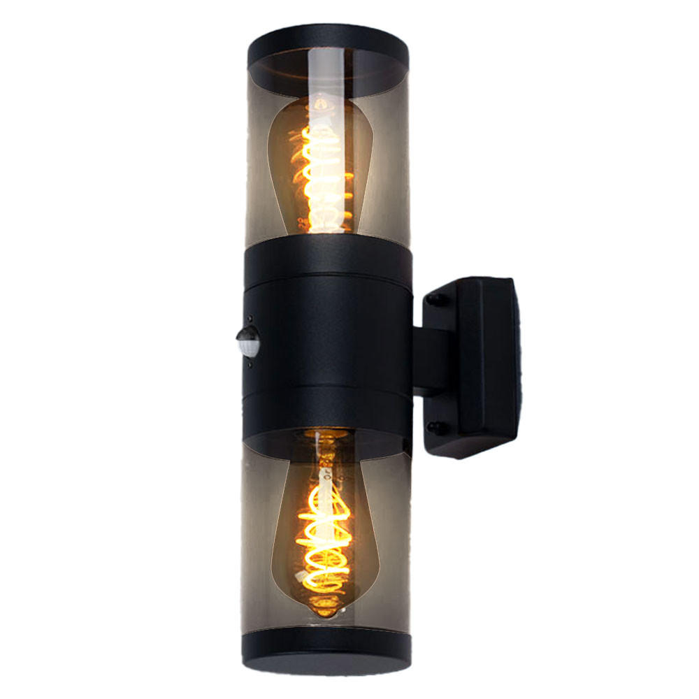 LED AUSSENWANDLEUCHTE Edelstahl Schwarz - Schwarz, Metall (10.2/42/10.2cm) - Globo Lighting