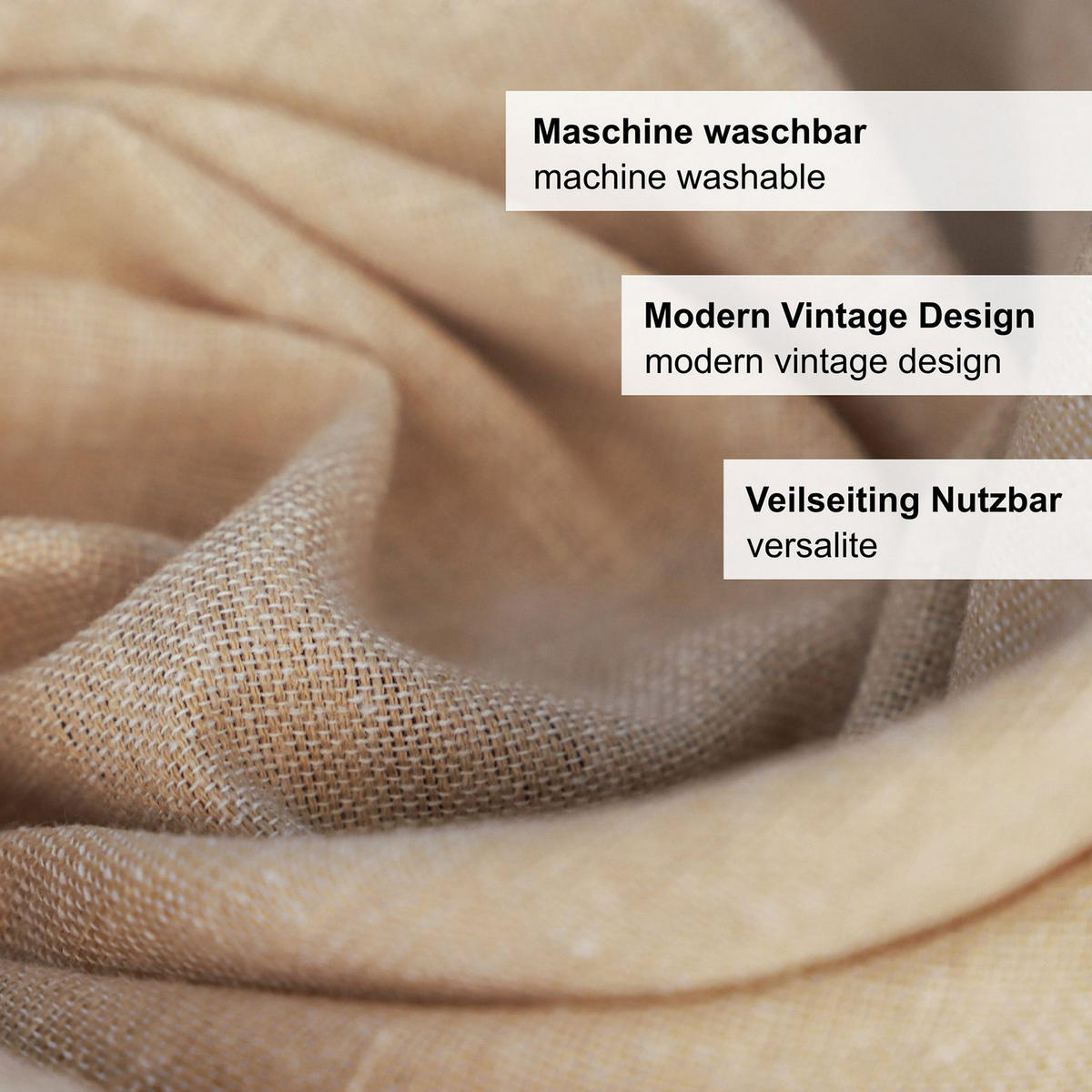 RUNDE Tischdecke Beige Ø160 cm Leinenoptik Wasserabweisend Waschbar für Esszimmer Küche - Beige, Textil (160/160cm) - SHOPENTRA