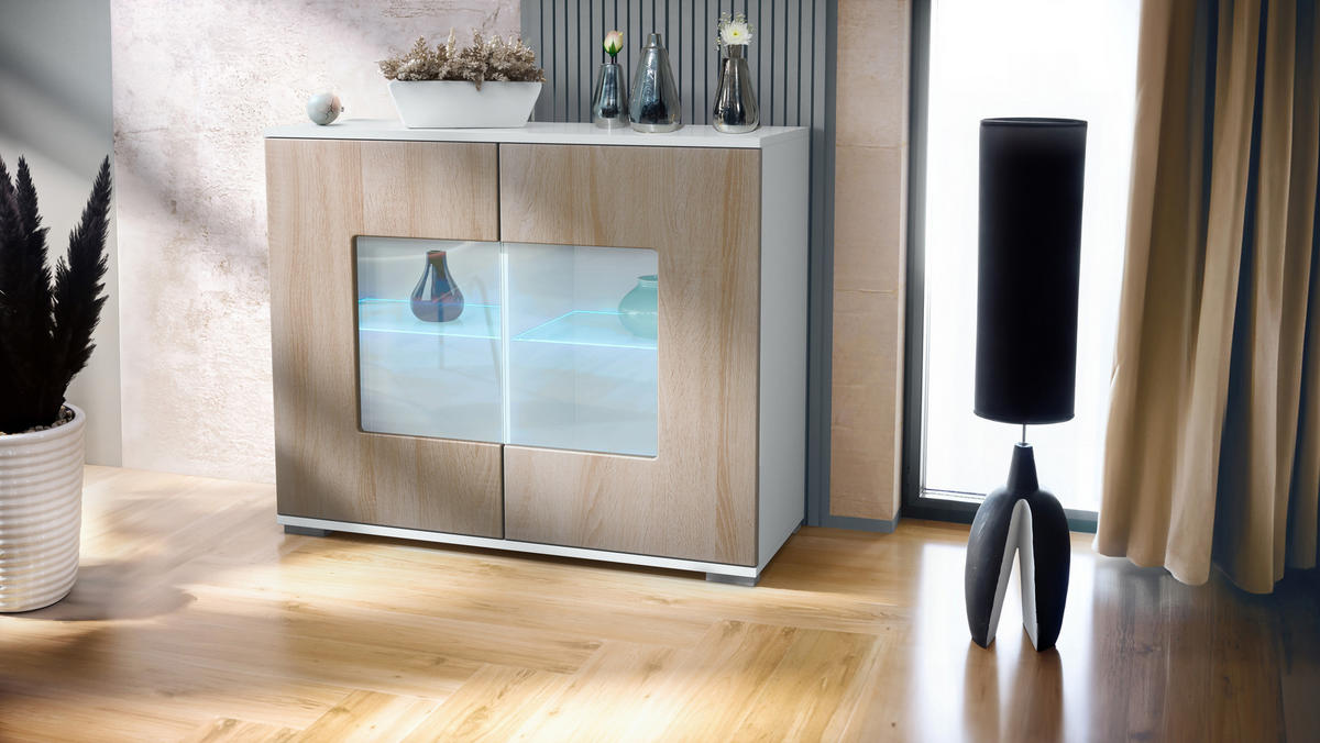 KOMMODE Grömitz Eiche sägerau - Eiche San Remo, Holzwerkstoff (92.5/75.5/35cm) - Vladon