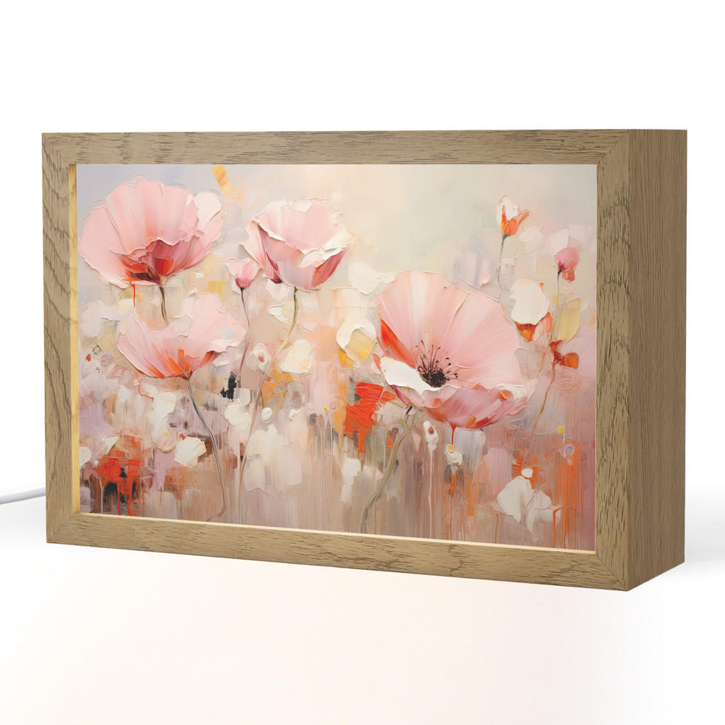OnlyWow STOLNÍ LAMPA Květiny - Akvarel - Růžová - Abstraktní - Umění 30x20 cm