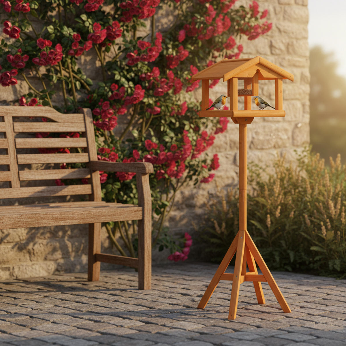 VOGELFUTTERHAUS - Orange, Holz (50/117/50cm) - Relaxdays