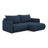 ECKSOFA mit Schlaffunktion Chenille Stoff Blau - Blau/Schwarz, Kunststoff/Textil (207/148cm) - LaMiaSofa