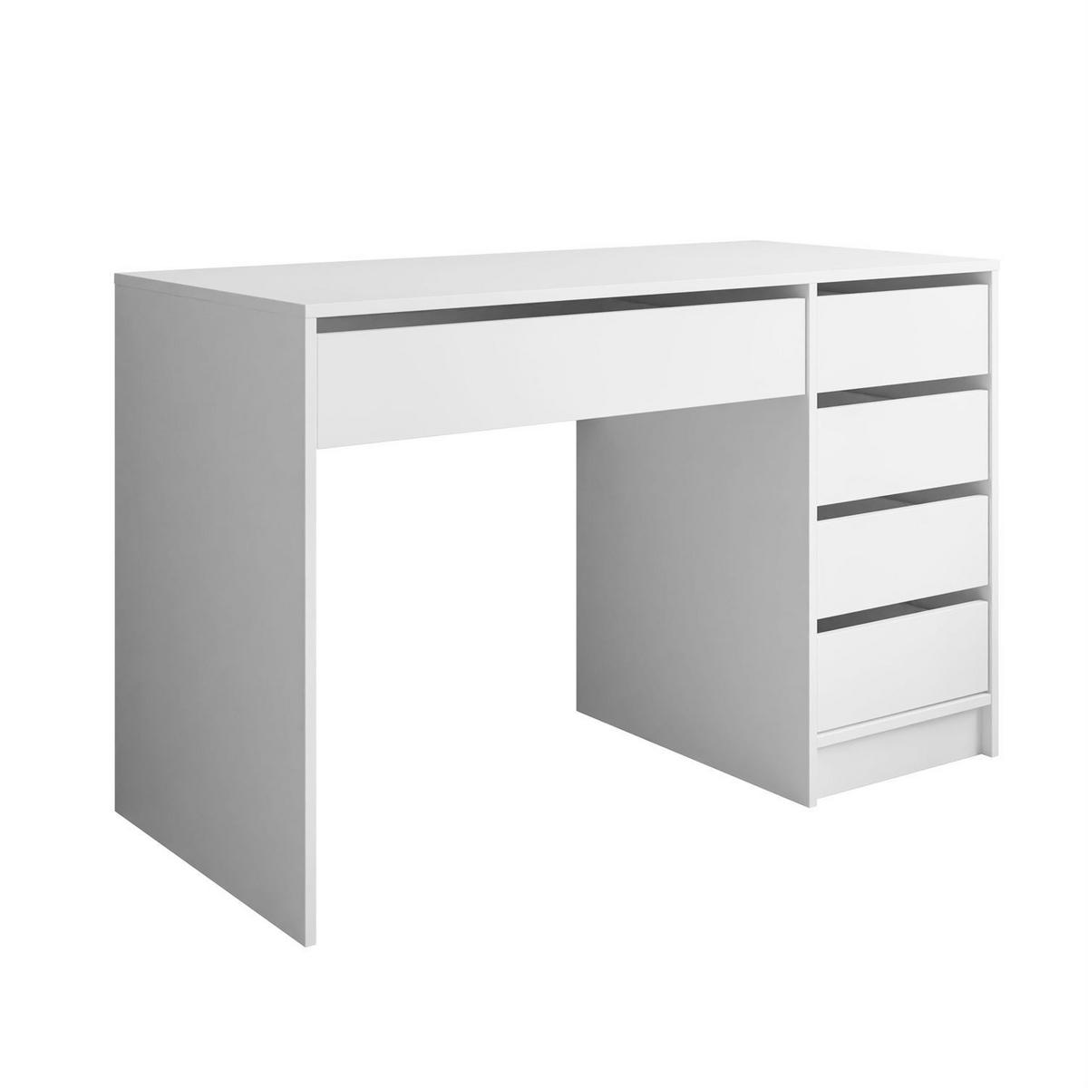 SCHREIBTISCH MADA MAT mit Schubladen - Weiß, Holzwerkstoff (55/120/75cm) - Lookway