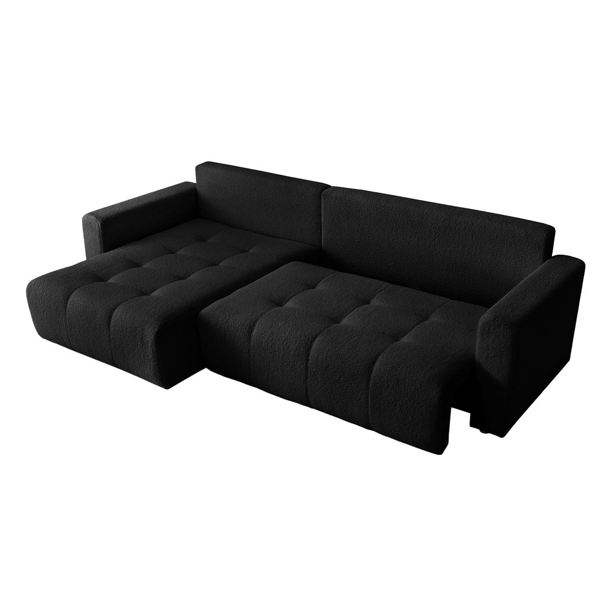 ECKSOFA WALONGO mit Schlaffunktion, Schwarz - Schwarz, Textil (261/143cm) - Fedve