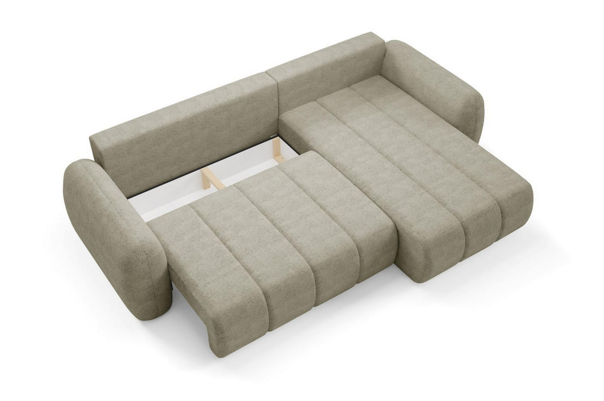 ECKSOFA Caria Mit Schlaffunktion - Creme, Holzwerkstoff/Textil (304/190cm) - Fun Möbel