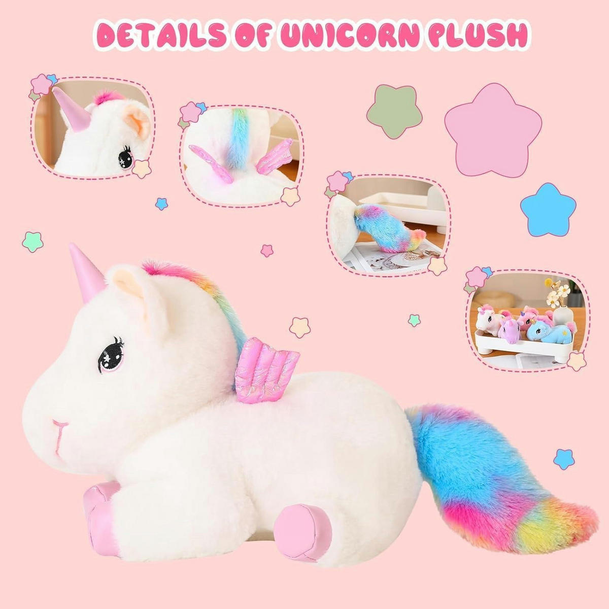 PLÜSCHTIER Einhorn mit 4 Baby-Einhörnern - Multicolor, Textil (30/39.9cm)