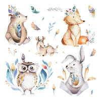 WANDAUFKLEBER 130x156cm - Boho-Tiere - Multicolor, Kunststoff (130/156/0.1cm) - Wallfluent