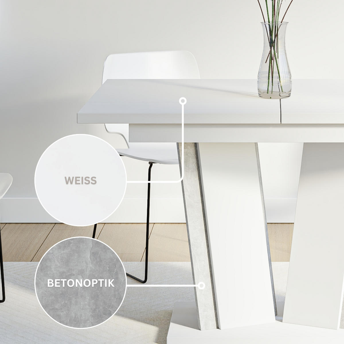 ESSTISCH Ausziehbar 120 - 160 cm Weiß und Grau Betonoptik - Weiß/Grau, Holzwerkstoff (120/80/75cm) - PROSPERO