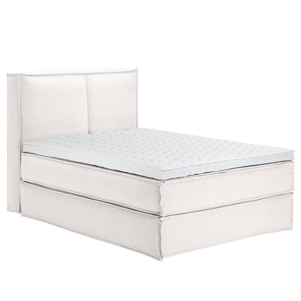 BOXSPRINGBETT mit Kopfteil - Premium - Weiß, Textil (140/200cm) - home24