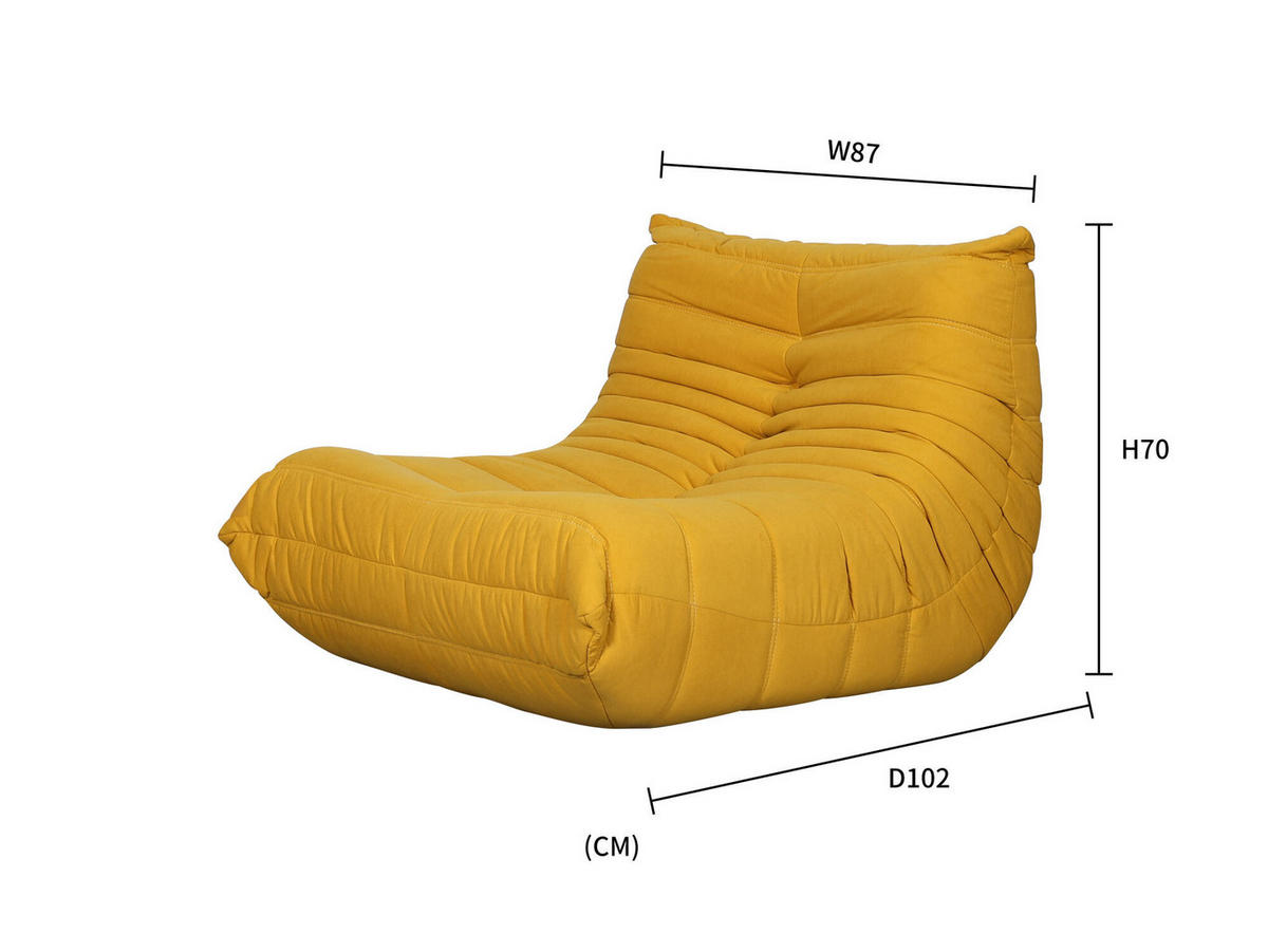 SESSEL NUA Gelb 87x102x70 cm - Gelb, Textil (87/70/102cm) - FURNLUX