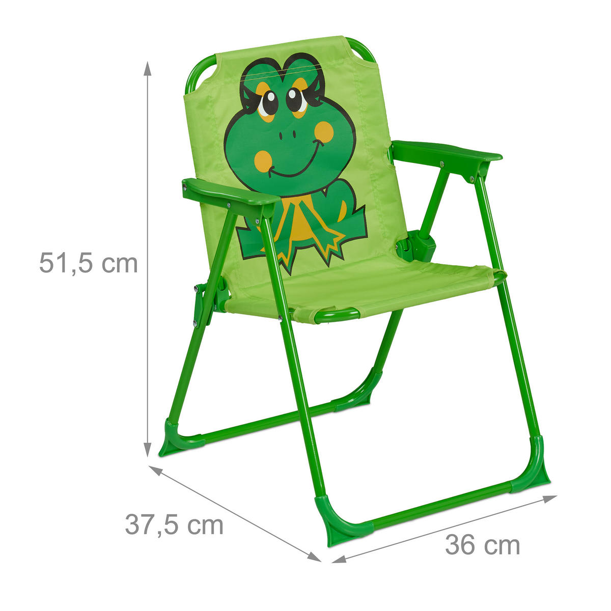 KINDER-KLAPPSTUHL - Grün, Textil/Metall (36/51.5/37.5cm) - Relaxdays