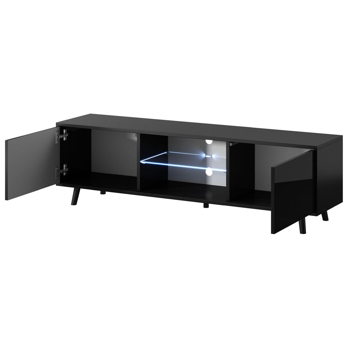 TV-ELEMENT Lefyr Schwarz 140 cm - Schwarz, Holzwerkstoff/Metall (140/40.5/31.3cm) - Selsey