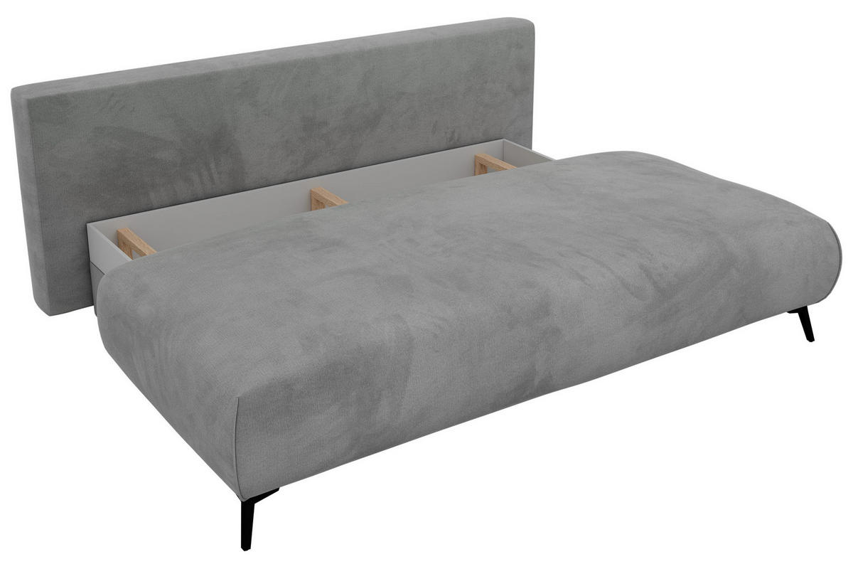 3-SITZER SOFA VIRENO - Hellgrau Velvet - Hellgrau/Schwarz, Textil/Metall (197/95/102cm) - MKS