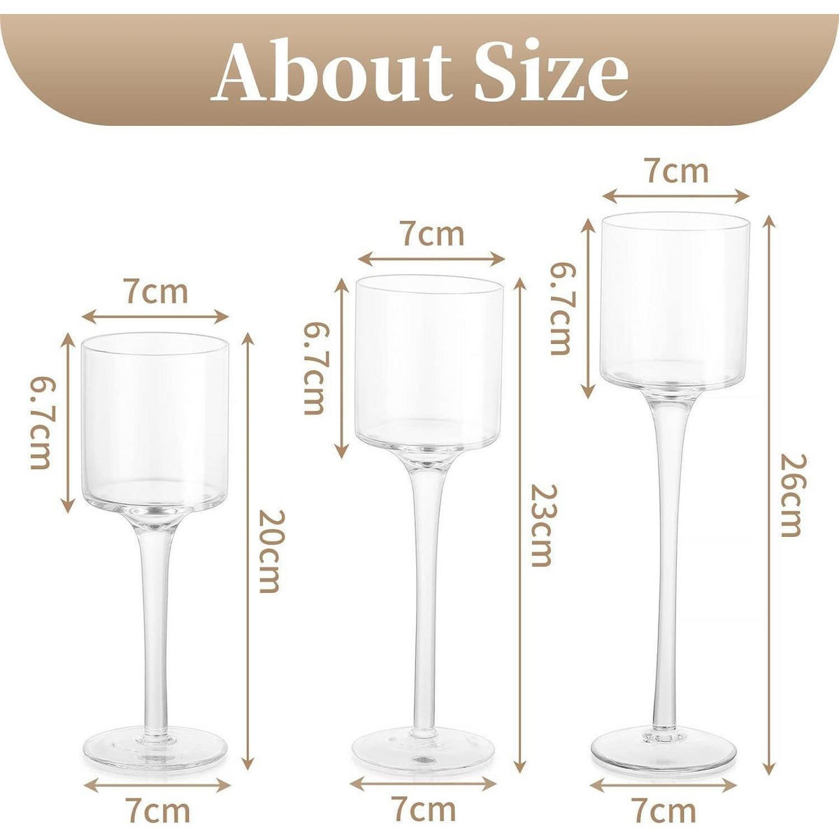 KERZENSTÄNDER 30-teiliges Set Glas 20 cm 23 cm 26 cm - Transparent, Glas (7/23/7cm)