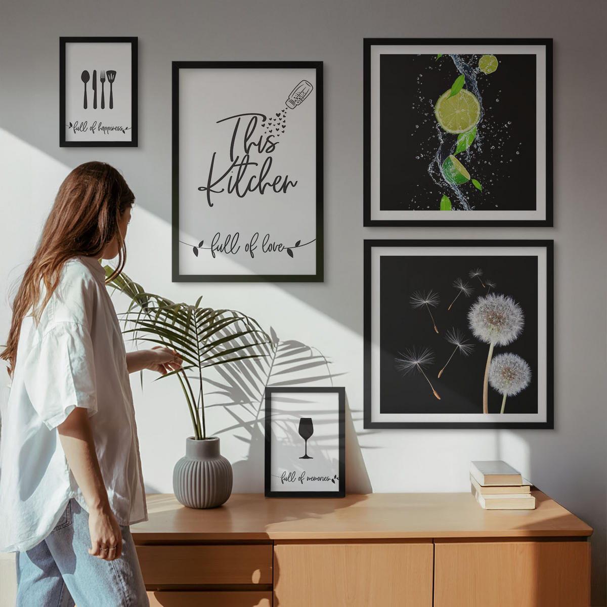 WANDBILDER 5er-Set - 50x50 cm & 20x30 cm & 40x60 cm Schwarzer Rahmen - Blumenposter Paris London - Schwarz, Kunststoff (40/60cm) - ArtPrintCave