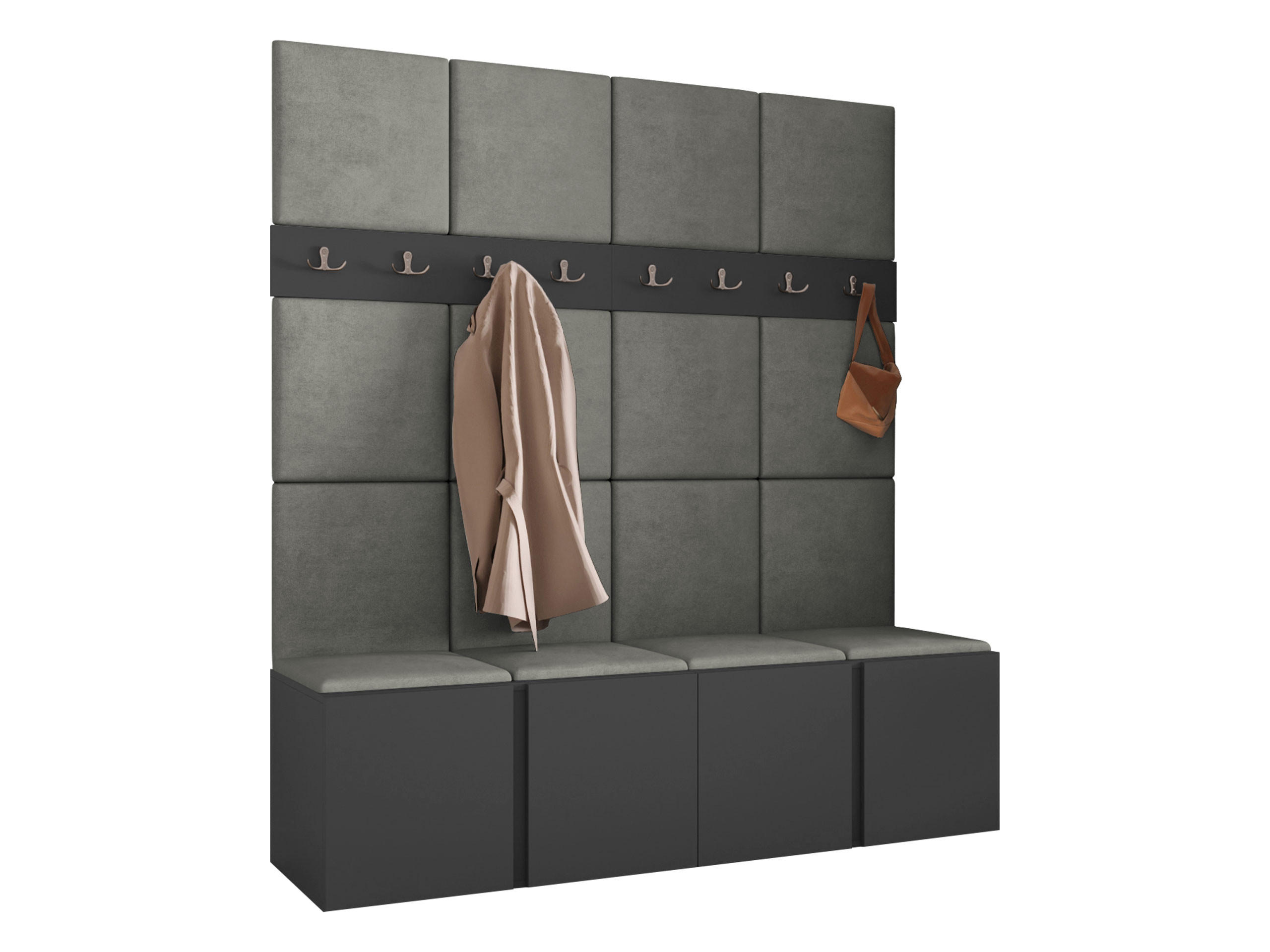 MOBILIER PENTRU HOL Orion V - grafit/gri, material plastic/compozit lemnos (168/186/46cm) - MIRJAN24