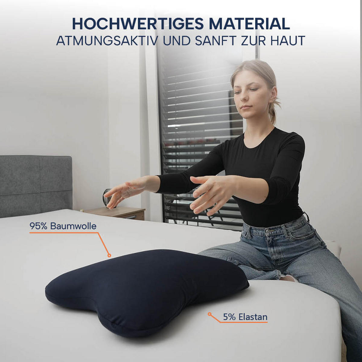 KISSENBEZUG für Schmetterlingskissen, DOPPELPACK Blau 56x48 cm - Blau, Textil (48/56cm) - casimum