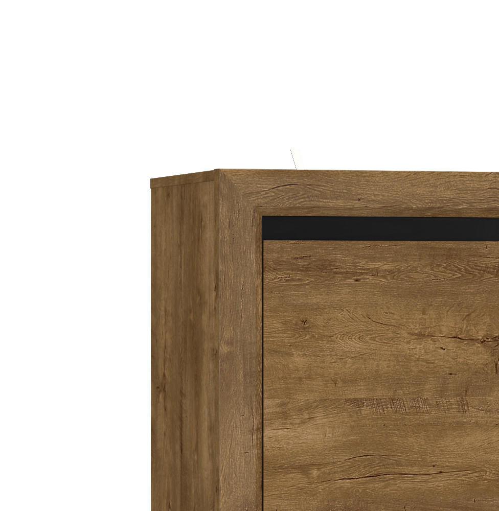 STAURAUMSCHRANK Baltica Lefkas Eiche / schwarz 55 / 43 / 200cm - Eichefarben/Braun, Holz/Holzwerkstoff (55/200/43cm) - Feldmann-Wohnen