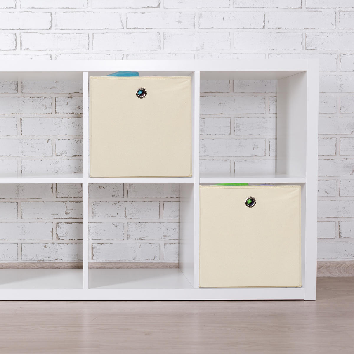 4XAUFBEWAHRUNGSBOX - Beige, Wellpappe/Textil (30/30/30cm) - Relaxdays