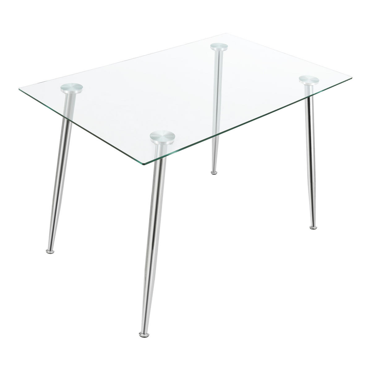 ESSTISCH Hyrynsalmi - Chromfarben/Transparent, Glas/Metall (70/110/75cm) - [en.casa]