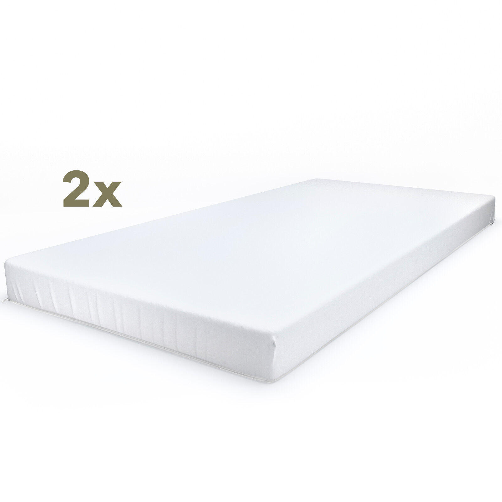 ROLLMATRATZE Komfort Doppelpack 90x200x10cm Härtegrad 2 (mittel) - Weiß, Textil (90/200cm) - JEKATEX