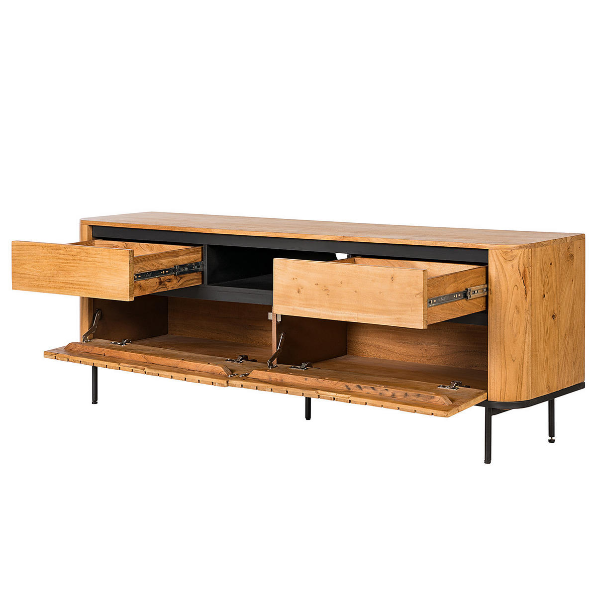TV-LOWBOARD - Akazie massiv - Akaziefarben, Holz (177/63/42cm) - home24