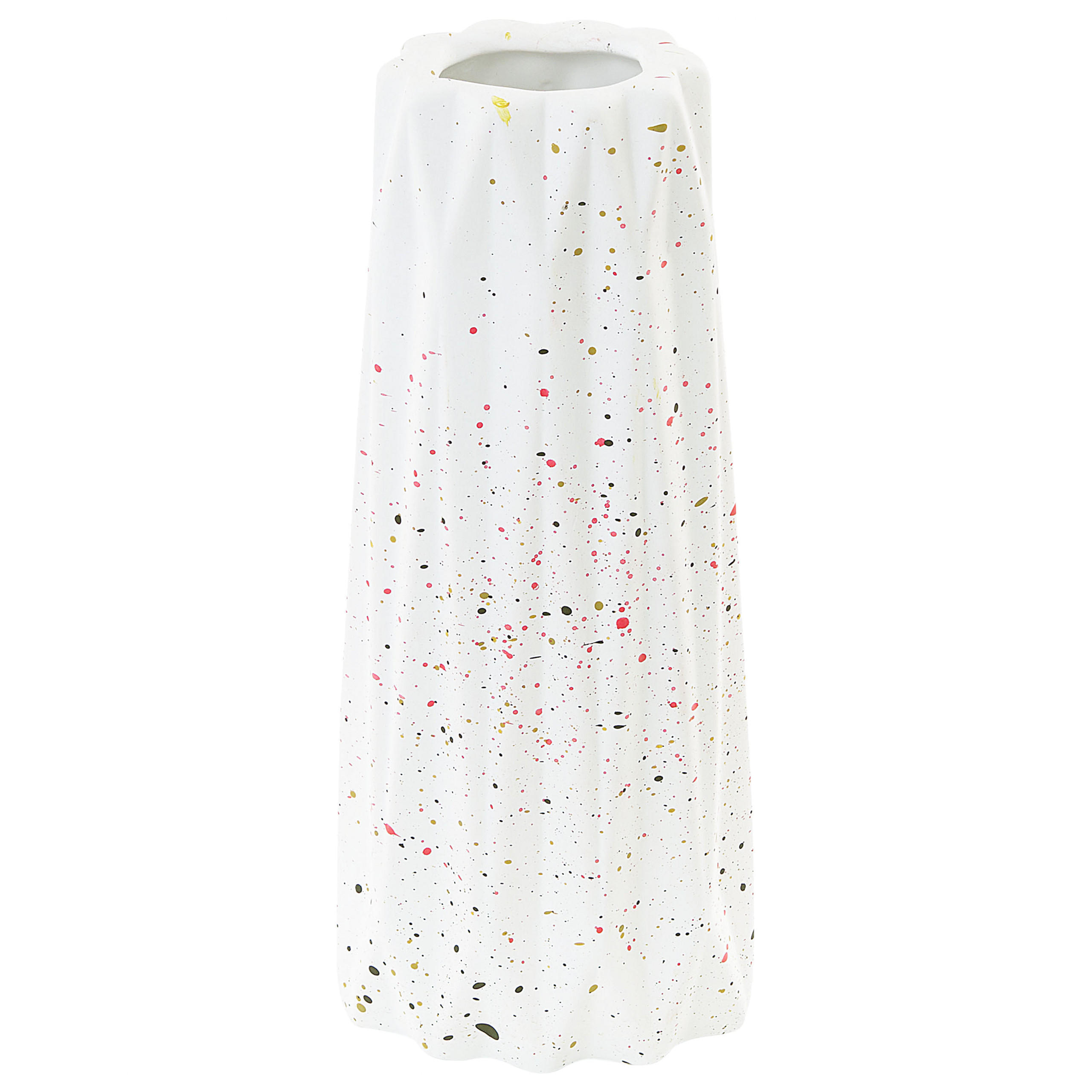 BLUMENVASE Steinzeug weiß Amaliada - Weiß, Stein (24cm) - Beliani
