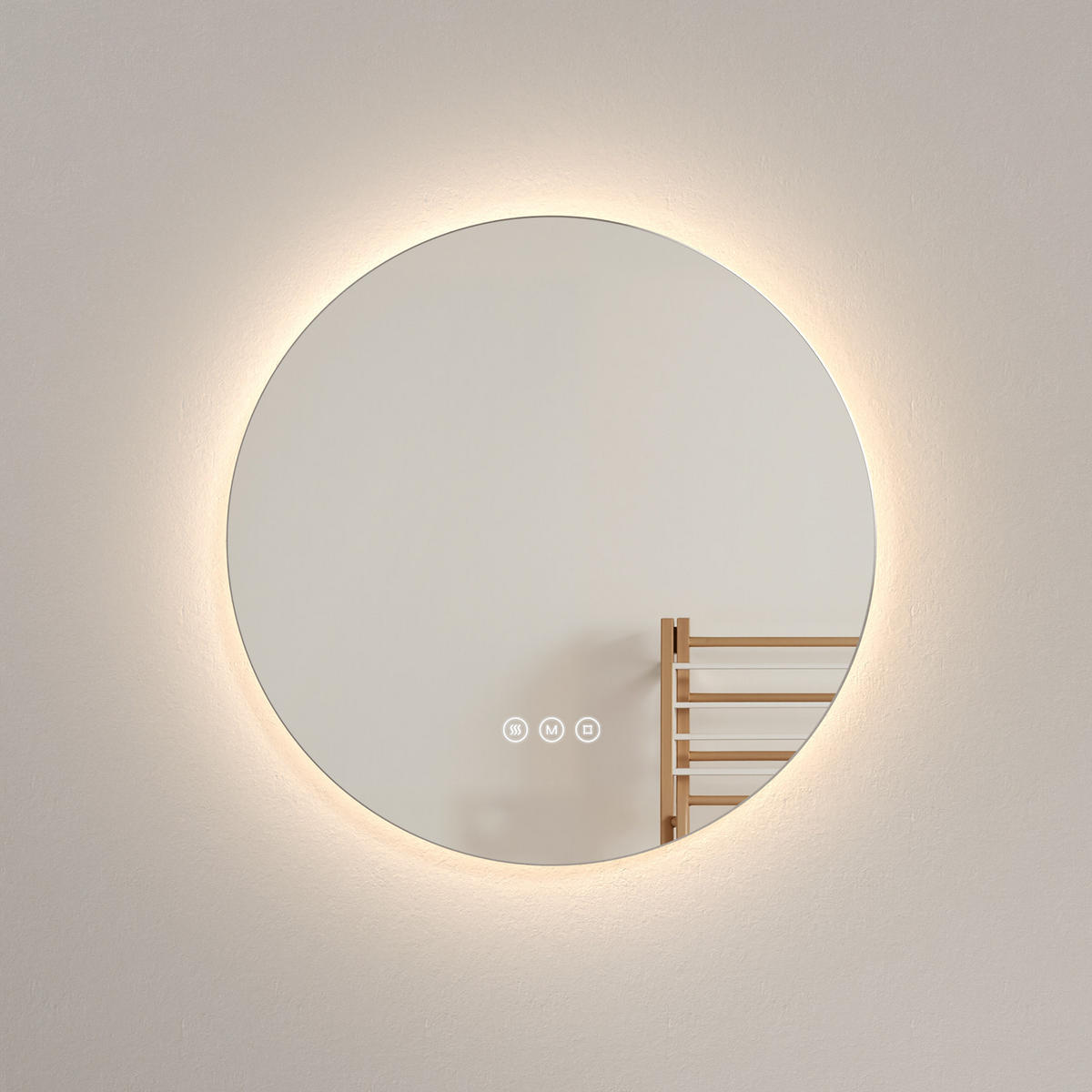 BADSPIEGEL Runder mit Antibeschlag Dreifarbige Beleuchtung ф60 cm - Weiß, Glas (60/3.5/60cm) - EMKE