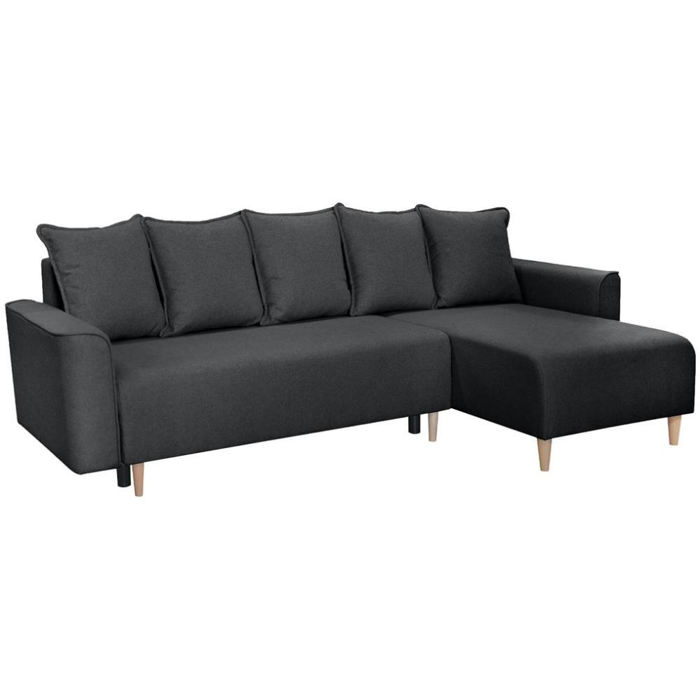 ECKSCHLAFSOFA Willow schwarz - Schwarz, Textil (225/150cm) - Beautysofa
