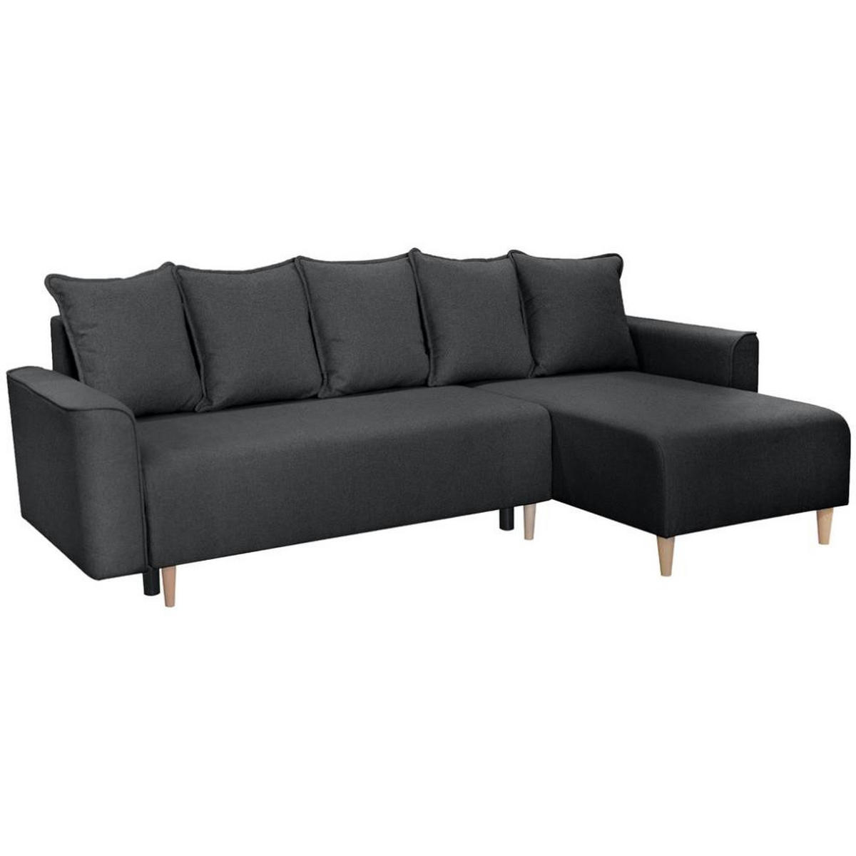 ECKSCHLAFSOFA Willow schwarz - Schwarz, Textil (225/150cm) - Beautysofa