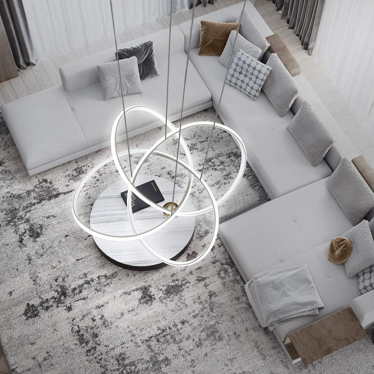 LED-PENDELLEUCHTE Elarionne 58/150/20 cm - Weiß, Metall (150/20/150cm) - ZMH