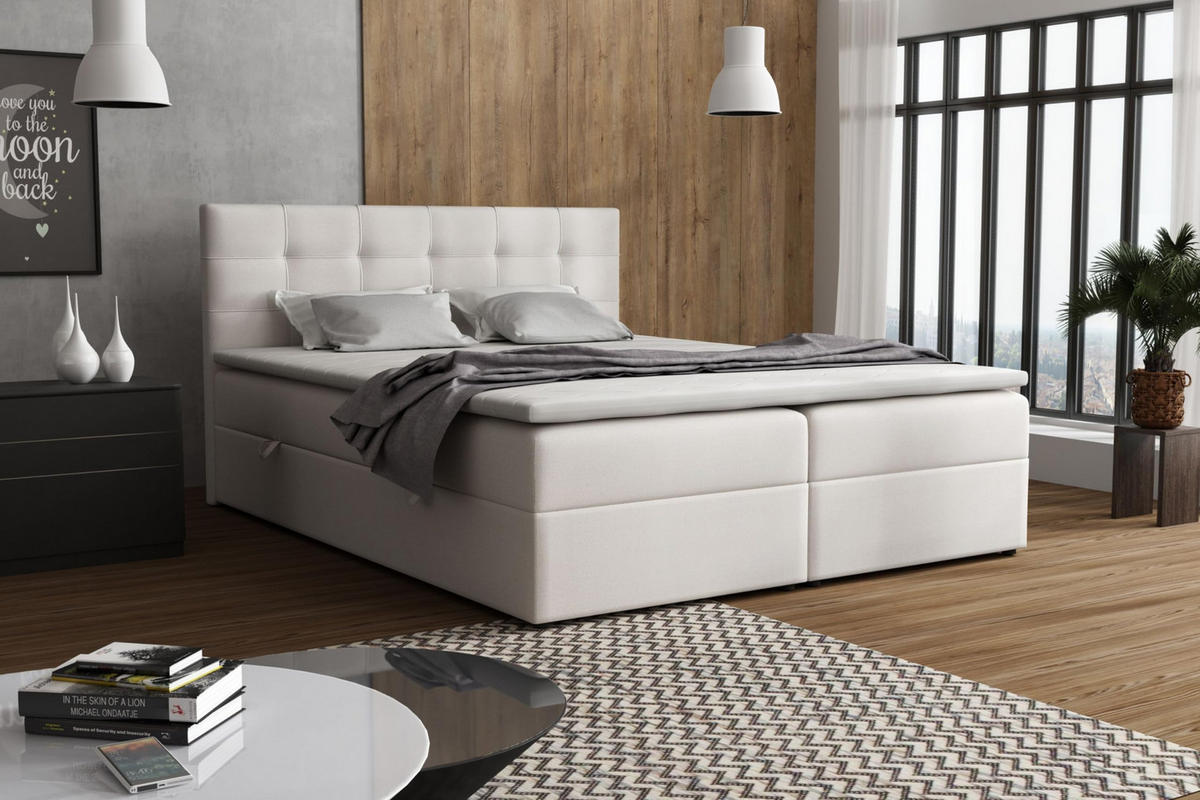 BOXBETT JESSA mit Bettkästen H2/H3 Matratze 160x200cm - Beige, Holzwerkstoff (160/200cm) - VENASI MÖBEL