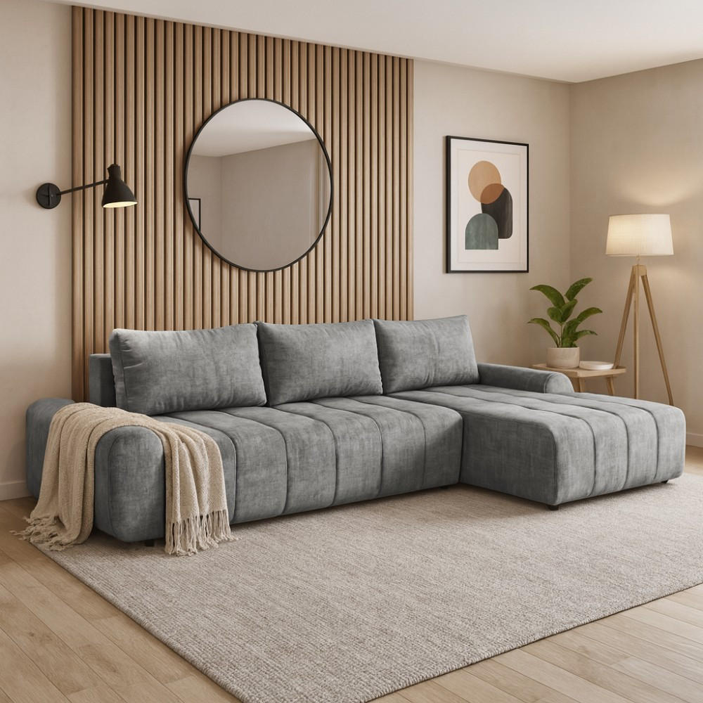 ECKSCHLAFSOFA Costa L Dunkelgrau rechts - Dunkelgrau/Schwarz, Kunststoff/Textil (290/169cm) - Beautysofa