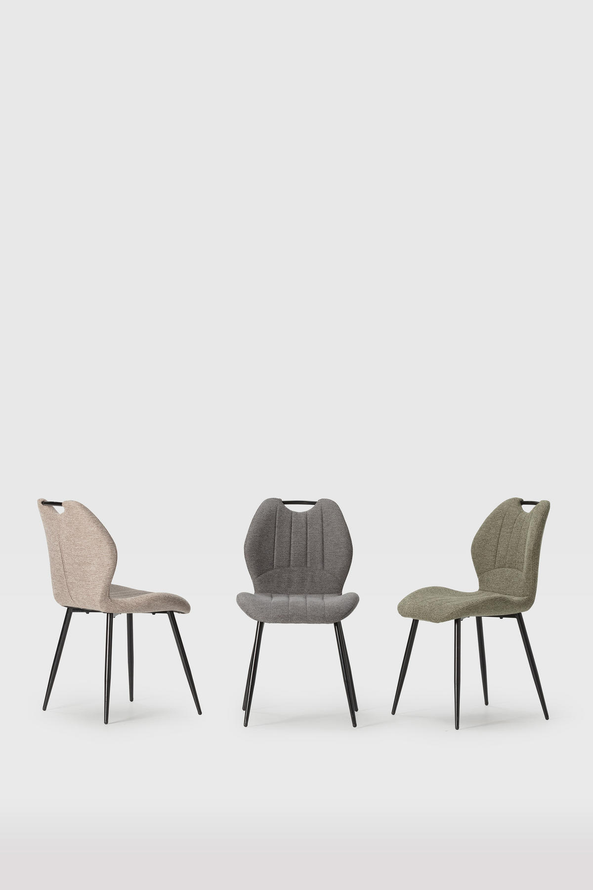 STÜHLEN (Set aus 4) aus stoff mit schwarzen metallbeinen muli 48/58/86 cm - Grau, Textil (58/86/48cm) - Calicosy